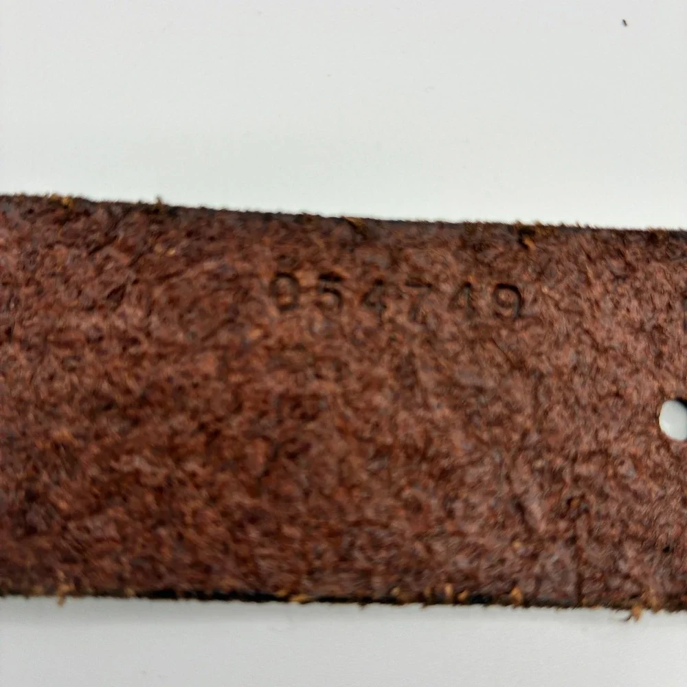 Fossil Brown Leather Belt Womens S Linked Disc Antique Brass Boho Festival